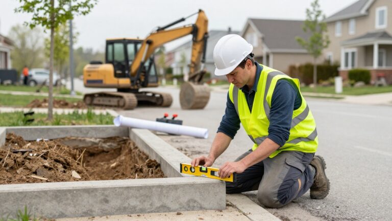 Travail de maçon VRD pour aménagements et voirie extérieure