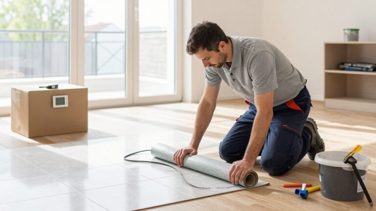 Plancher chauffant électrique installé pour chauffage radiant au sol